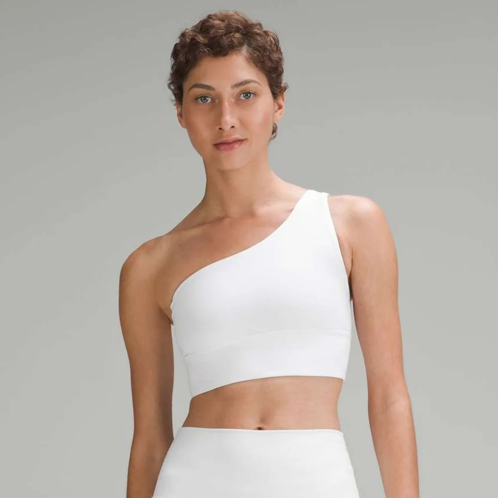 Lululemon Align Asymmetrical Yoga Bra – White, Size 8, Light Support C/D Cup #59 - Picture 1 of 6